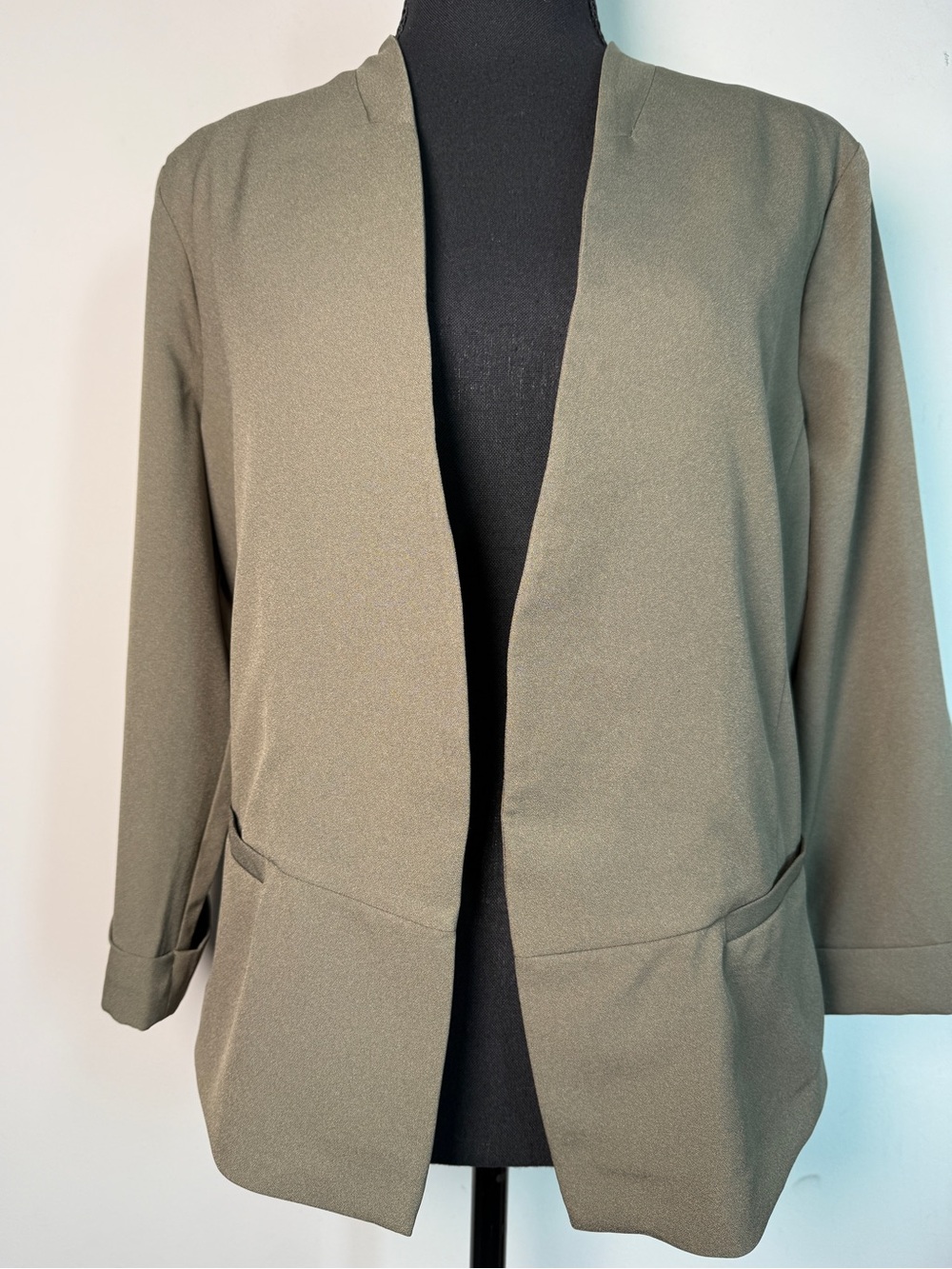 Dynamite Open Front Blazer Olive Khaki Sz L Menswear-Inspired